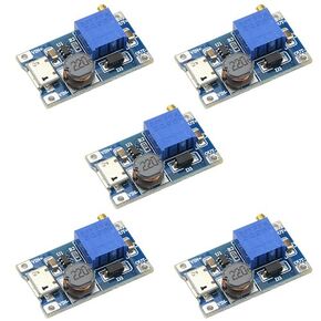 WMYCONGCONG 5 PCS MT3608 DC-DC Voltage Regulator Step-Up Boost Converter Power Supply Board 2V-24V to 5V-28V 2A with Micro USB