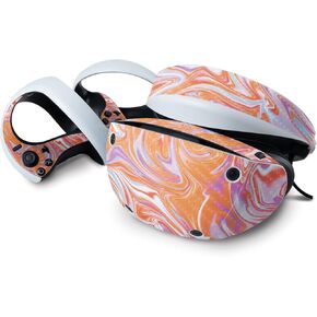 MightySkins Carbon Fiber Skin Compatible with Sony Playstation VR2 - Orange Swirl | Protective, Durable Textured Carbon Fiber Finish | Easy to Apply & Change Styles | Made in The USA