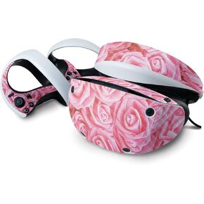 MightySkins Carbon Fiber Skin Compatible with Sony Playstation VR2 - Super Pink Roses | Protective, Durable Textured Carbon Fiber Finish | Easy to Apply | Made in The USA