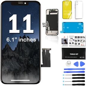 iPhone 11 LCD Screen Replacement Kit - 6.1" inches Display Assembly with Touch Digitizer, High-Resolution Front Glass - includes Repair Tools, Waterproof Sticker, Tempered Glass, TPU Phone Cover