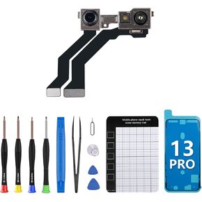 for iPhone 13 Pro Front Camera Replacement New Face Front Camera Part OEM Facing 12MP Lens Module Transmitter Light Receiver Flex Cable Connector Repair Tool Kit A2636 A2638 A2639 A2640 A2483