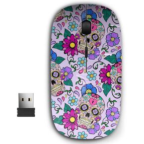 2.4G Ergonomic Portable USB Wireless Mouse for PC, Laptop, Computer, Notebook with Nano Receiver (Festive Sugar Skulls Heart)