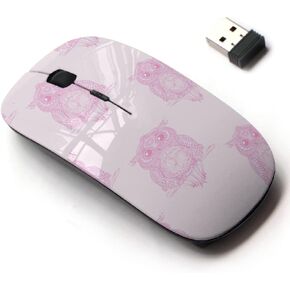 2.4G Wireless Mouse with Cute Pattern Design for All Laptops and Desktops with Nano Receiver - owl Design Zentangle
