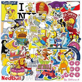 50pack Simpson Graffiti Stickers, Vinyl Waterproof TV Show Stickers for Laptop, Car Bumper,Luggage, Skateboard,Water Bottles,Computer, Phone,Kids, Teens Adults Stickers (The Simpsons)