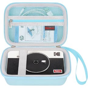 Elonbo Carrying Case for KODAK Mini Shot 2 Retro 4PASS 2-in-1 Instant Digital Camera, Portable Photo Printer Travel Bag, Print Camera Storage Holder, Mesh Pocket Fits Printing Paper, Cable, Black