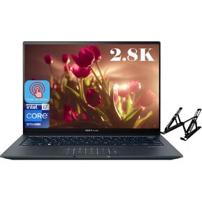 ASUS Zenbook 14X Business Laptop 2024 الأحدث، شاشة لمس 14.5 بوصة 2.8K 120 هرتز، Intel Core i7-13700H، 16 جيجابايت DDR5، 1 تيرابايت SSD، Intel Iris Xe GPU، لوحة مفاتيح بإضاءة خلفية، WiFi 6، Windows 11 Home، مع حامل كمبيوتر محمول