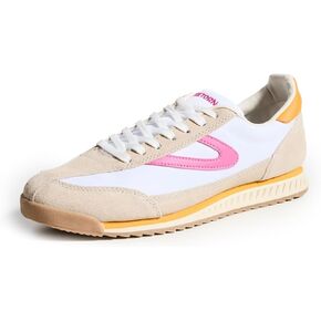 TRETORN Women's Rawlins Casual Lace-Up Sneakers, White/Pink/Orange, 6.5