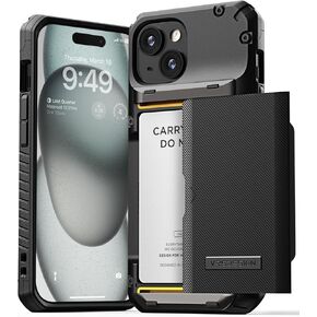 VRS DESIGN Damda Glide Pro Phone Case Designed for [iPhone 15], Sturdy Semi Auto Wallet [4 Cards] Card Holder Case Compatible with iPhone 15 Case (2023)