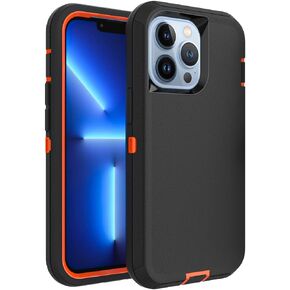 Case for iPhone 12 & 12 Pro with Clip, Heavy-Duty Tough Rugged Shockproof Drop Protective Cover Phone Cases, Black+Orange