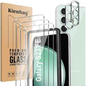 Tempered Glass Compatible with Samsung Galaxy S23 FE 5G Screen Protector 6.4'', 3 Pcs Screen Protector + 2 Pcs Camera Lens Protector, [Not for Galaxy S23 5G] 99.99% HD Glass Film - 5 Pcs