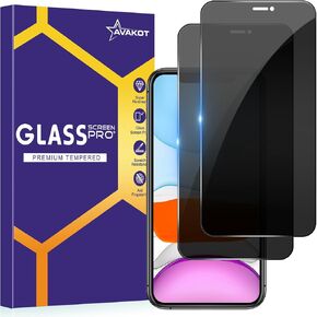 avakot-2 Pack Privacy Screen Protector for iPhone 11/iPhone XR [6.1 inch], Anti Spy Private Tempered Glass Film for iPhone 11, 9H Hardness HD, Case Friendly, Bubble Free