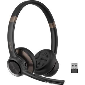 NUROUM Bluetooth Headset with Mic, Environmental Noise Canceling Microphones,On Ear Wireless Headset for PC/Computer/Mobile, Dongle/Bluetooth/USB for Zoom/Skype HP30