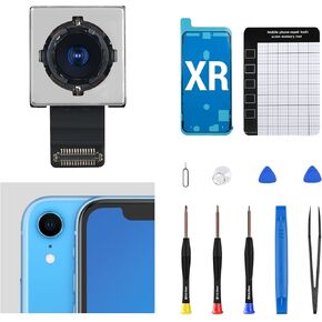for iPhone Xr Main Rear Back Camera Replacement Part New OEM 12MP HD Video HDR Photo Lens Module 4K Video Flex Cable Digital Zoom Image Repair Assemble Fix Tools Kit A1984 A2105 A2106 A2108