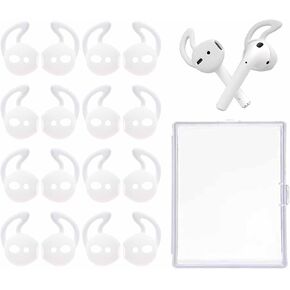 8 Pairs Ear Covers Ear Hooks Professional Anti-Slip Silicone Earbuds Tips Compatible with Apple Airpods 1&2 (Black)