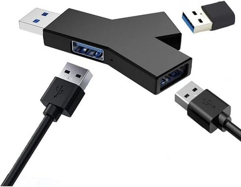 موزع فاصل أسود بـ 3 منافذ (2 USB 2.0 + 1 USB 3.0)، موزع USB، كمبيوتر محمول صغير مع USB 3.0 لنظام التشغيل Windows XP/Vista/7/8/10، محول USB متوافق لأجهزة الكمبيوتر الشخصية ومنتجات شبكات الكمبيوتر المحمول in Saudi Arabia