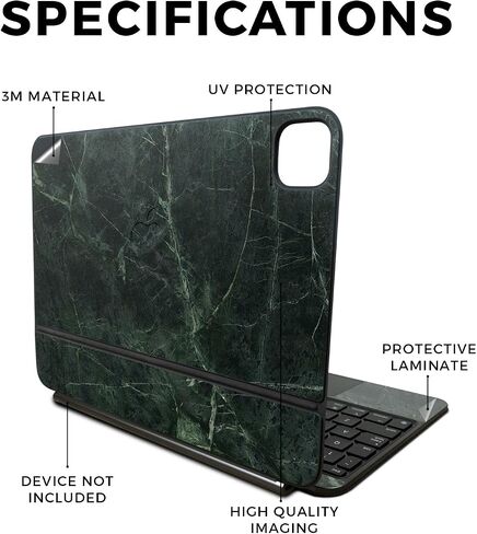 Skin Compatible with Apple Magic Keyboard for iPad Pro 11‑inch (M4) 2024 - Green Marble - Premium 3M Vinyl Protective Wrap Decal Cover - Easy to Apply | Crafted in The USA by MightySkins in Saudi Arabia