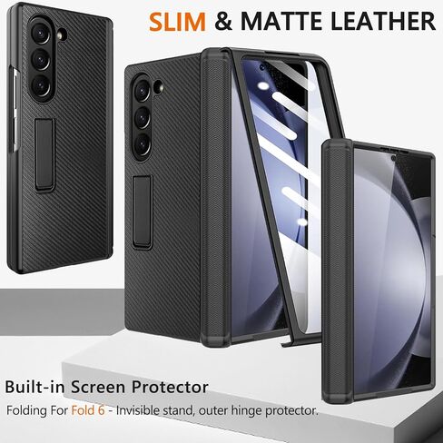 NINKI for Samsung Galaxy Z Fold 6 Case with Privacy Screen Protector,4 in 1 Magnetic Hinge Case for Samsung Z Fold 6 Case with Kickstand, Z Fold 6 Leather Case for Galaxy Z Fold 6 5G Phone Case Black in Kuwait