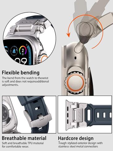 Armor Bands Compatible with Apple Watch Ultra 2/Ultra Band 49mm/45mm/44mm/42mm for Men, Sport Replacement Strap for iWatch SE2/SE/9/8/7/6/5/4/3/2/1 in Saudi Arabia