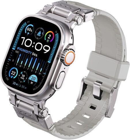أحزمة Armor متوافقة مع Apple Watch Ultra 2/Ultra Band 49mm/45mm/44mm/42mm للرجال، حزام بديل رياضي لـ iWatch SE2/SE/9/8/7/6/5/4/3/2/1 in Saudi Arabia