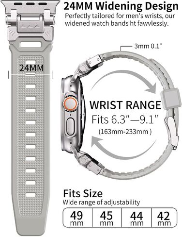أحزمة Armor متوافقة مع Apple Watch Ultra 2/Ultra Band 49mm/45mm/44mm/42mm للرجال، حزام بديل رياضي لـ iWatch SE2/SE/9/8/7/6/5/4/3/2/1 in Saudi Arabia