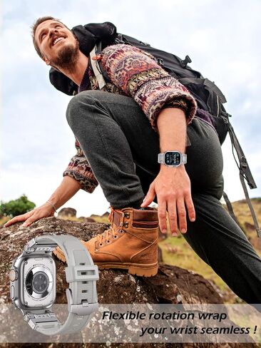 أحزمة Armor متوافقة مع Apple Watch Ultra 2/Ultra Band 49mm/45mm/44mm/42mm للرجال، حزام بديل رياضي لـ iWatch SE2/SE/9/8/7/6/5/4/3/2/1 in Saudi Arabia