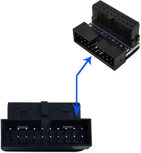 (2-Pack) COMeap USB 3.0 90 Degree Motherboard Adapter, USB 3.0 20 Pin Male to Female L Turn Right Angle Power Board for Desktop Motherboard Internal Header (Up Angled) in Saudi Arabia