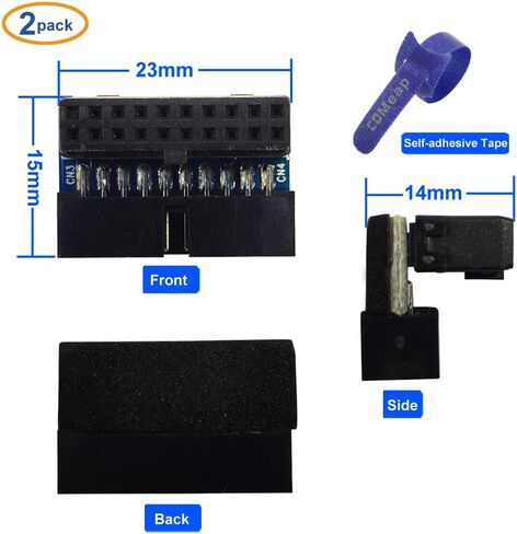 (2-Pack) COMeap USB 3.0 90 Degree Motherboard Adapter, USB 3.0 20 Pin Male to Female L Turn Right Angle Power Board for Desktop Motherboard Internal Header (Up Angled) in Saudi Arabia