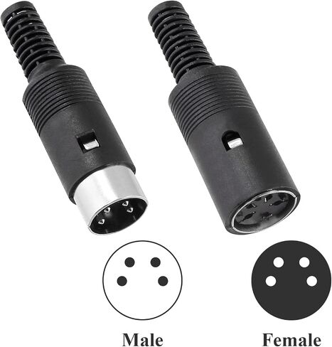 2 Pair 3 Pin Male + Female DIN Adapter, Black Plastic Shell Audio Socket Interface AV Connector in Kuwait