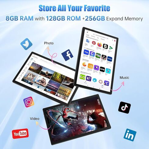 2024 Android 14 Tablet, 10.1 inch 4G Cellular Tablets with Dual Sim Slot, 14GB RAM(8+6 Virtual)+128GB ROM 1TB Expand, Octa-Core, 8+13MP Dual Camera,1280x800 Incell Screen, 5G WIFI, 7000mAh Battery in Saudi Arabia
