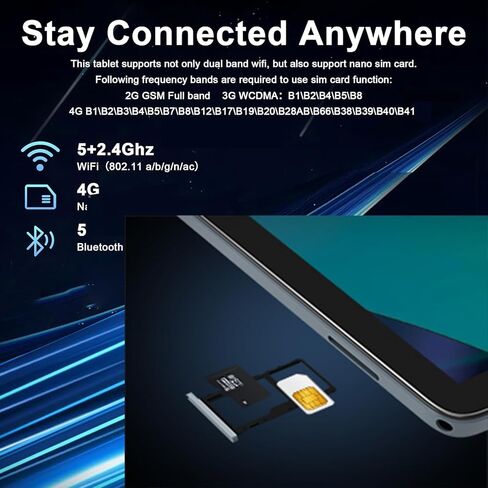 2024 Android 14 Tablet, 10.1 inch 4G Cellular Tablets with Dual Sim Slot, 14GB RAM(8+6 Virtual)+128GB ROM 1TB Expand, Octa-Core, 8+13MP Dual Camera,1280x800 Incell Screen, 5G WIFI, 7000mAh Battery in Saudi Arabia