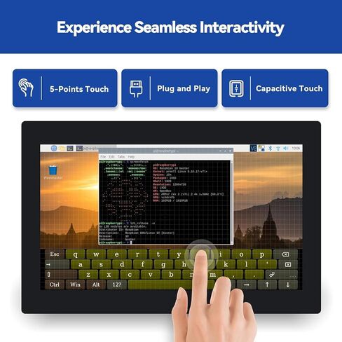 شاشة تعمل باللمس مقاس 10.1 بوصة من SunFounder لشاشة Raspberry Pi، شاشة HD 1024×600، مكبرات صوت مدمجة مزدوجة، مدخل HDMI، متوافقة مع Raspberry Pi 4B 3B+، LattePanda، لوحة كمبيوتر Libre in Kuwait