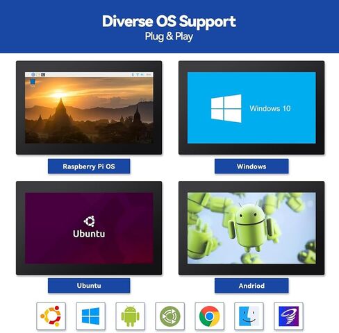 شاشة تعمل باللمس مقاس 10.1 بوصة من SunFounder لشاشة Raspberry Pi، شاشة HD 1024×600، مكبرات صوت مدمجة مزدوجة، مدخل HDMI، متوافقة مع Raspberry Pi 4B 3B+، LattePanda، لوحة كمبيوتر Libre in Kuwait