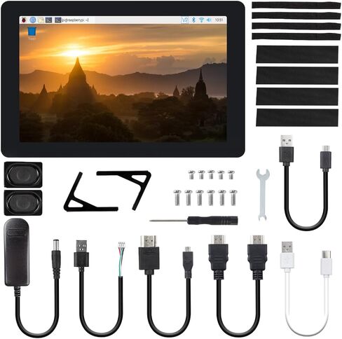 شاشة تعمل باللمس مقاس 10.1 بوصة من SunFounder لشاشة Raspberry Pi، شاشة HD 1024×600، مكبرات صوت مدمجة مزدوجة، مدخل HDMI، متوافقة مع Raspberry Pi 4B 3B+، LattePanda، لوحة كمبيوتر Libre in Kuwait