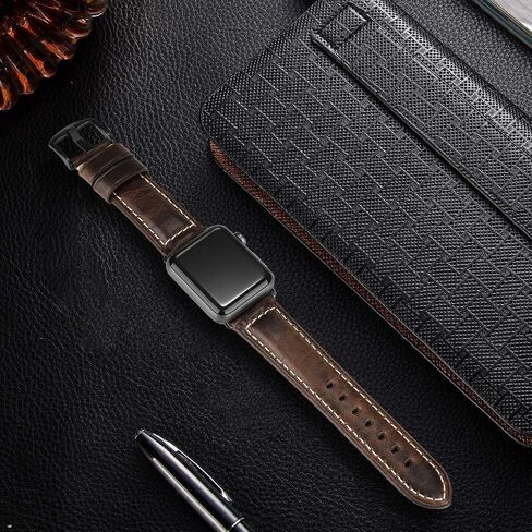 متوافق مع Apple Watch Ultra Band 42 مم 44 مم 45 مم 49 مم للرجال، حزام بديل من الجلد المحبب العلوي iWatch Series 8/7/ 6/5/ 4/3/ 2/1، SE، فائق in Saudi Arabia
