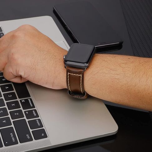 متوافق مع Apple Watch Ultra Band 42 مم 44 مم 45 مم 49 مم للرجال، حزام بديل من الجلد المحبب العلوي iWatch Series 8/7/ 6/5/ 4/3/ 2/1، SE، فائق in Saudi Arabia