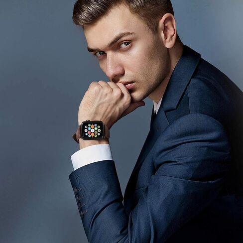 متوافق مع Apple Watch Ultra Band 42 مم 44 مم 45 مم 49 مم للرجال، حزام بديل من الجلد المحبب العلوي iWatch Series 8/7/ 6/5/ 4/3/ 2/1، SE، فائق in Saudi Arabia