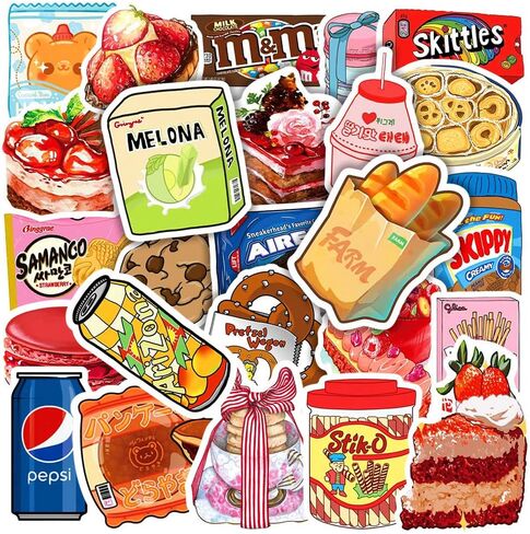 ملصق لطيف لزجاجة مياه للطعام 100 قطعة من ملصقات الموضة الجمالية للكمبيوتر المحمول والثلاجة والجيتار ولوح التزلج الفينيل ملصق مضاد للماء مناسب للأطفال والفتيات والأولاد والمراهقين والبالغين in Kuwait