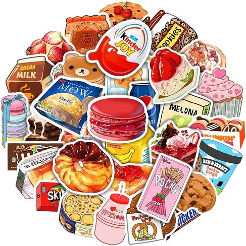 ملصق لطيف لزجاجة مياه للطعام 100 قطعة من ملصقات الموضة الجمالية للكمبيوتر المحمول والثلاجة والجيتار ولوح التزلج الفينيل ملصق مضاد للماء مناسب للأطفال والفتيات والأولاد والمراهقين والبالغين in Kuwait