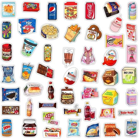 ملصق لطيف لزجاجة مياه للطعام 100 قطعة من ملصقات الموضة الجمالية للكمبيوتر المحمول والثلاجة والجيتار ولوح التزلج الفينيل ملصق مضاد للماء مناسب للأطفال والفتيات والأولاد والمراهقين والبالغين in Kuwait