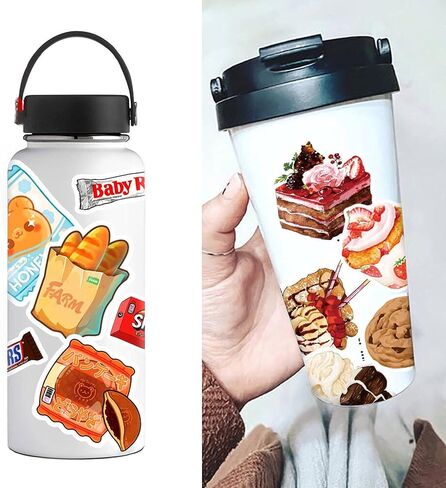 ملصق لطيف لزجاجة مياه للطعام 100 قطعة من ملصقات الموضة الجمالية للكمبيوتر المحمول والثلاجة والجيتار ولوح التزلج الفينيل ملصق مضاد للماء مناسب للأطفال والفتيات والأولاد والمراهقين والبالغين in Kuwait