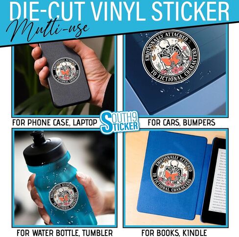 (3Pcs) Emotionally Attached To Fictional Characters Sticker Skeleton Reading Book Lover 2" Waterproof Die-Cut Vinyl Sticker Bookish Kindle Booktok Reader Smut Kindle Sticker Decal Stuff Gifts 2 Inches in Saudi Arabia