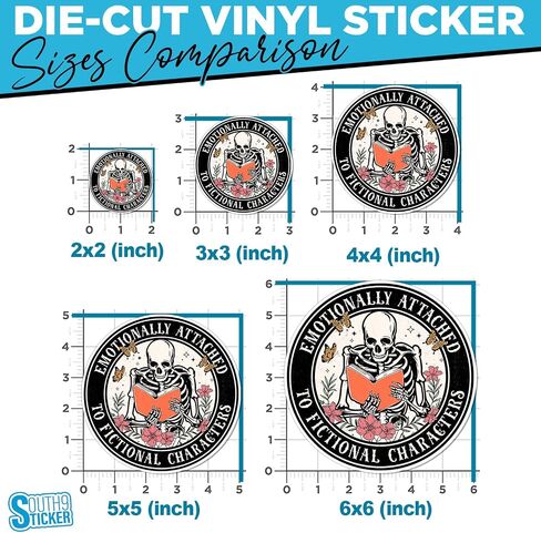 (3Pcs) Emotionally Attached To Fictional Characters Sticker Skeleton Reading Book Lover 2" Waterproof Die-Cut Vinyl Sticker Bookish Kindle Booktok Reader Smut Kindle Sticker Decal Stuff Gifts 2 Inches in Saudi Arabia