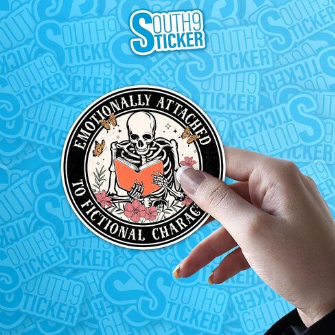 (3Pcs) Emotionally Attached To Fictional Characters Sticker Skeleton Reading Book Lover 2" Waterproof Die-Cut Vinyl Sticker Bookish Kindle Booktok Reader Smut Kindle Sticker Decal Stuff Gifts 2 Inches in Saudi Arabia