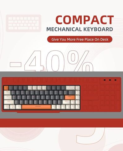 لوحة مفاتيح ميكانيكية لاسلكية MAGIC-REFINER RK68، لوحة مفاتيح ألعاب بنسبة 60%، Apex Pro Mini 2.4 جيجا هرتز/بلوتوث 5.0 وضع مزدوج 2 في 1 جهاز استقبال 68 مفتاح لوحة مفاتيح خطية قابلة للتبديل السريع للكمبيوتر الشخصي/MAC in Kuwait