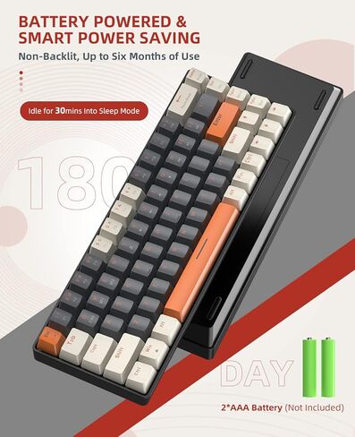 لوحة مفاتيح ميكانيكية لاسلكية MAGIC-REFINER RK68، لوحة مفاتيح ألعاب بنسبة 60%، Apex Pro Mini 2.4 جيجا هرتز/بلوتوث 5.0 وضع مزدوج 2 في 1 جهاز استقبال 68 مفتاح لوحة مفاتيح خطية قابلة للتبديل السريع للكمبيوتر الشخصي/MAC in Kuwait