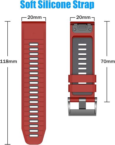 20 ملم متوافق مع سوار ساعة Garmin Fenix ​​7S 7S Pro 6S 6S Pro 5S 5S Plus، أشرطة سيليكون ناعمة لساعة Approach S70 42mm/Descent Mk3 - 43mm/epix Pro 42MM الذكية in Kuwait