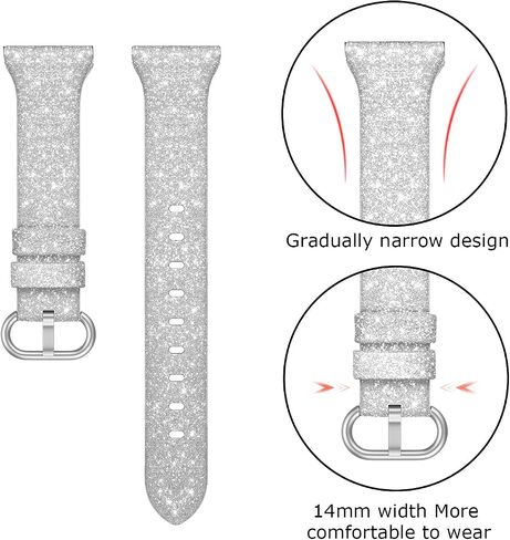 Genuine Leather Band Compatible for Apple Watch 41mm 38mm 40mm, Shiny Glitter Matte Slim Thin Leather Strap Compatible with iWatch Series 9 8 7 6 5 4 3 2 1 SE Sport Edition Women in Kuwait