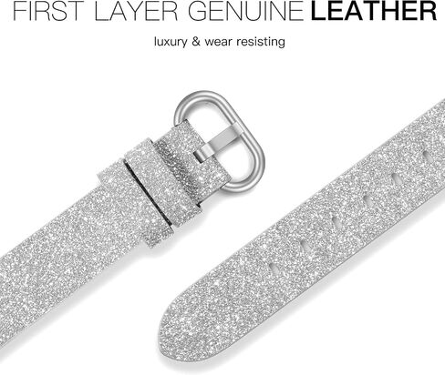 Genuine Leather Band Compatible for Apple Watch 41mm 38mm 40mm, Shiny Glitter Matte Slim Thin Leather Strap Compatible with iWatch Series 9 8 7 6 5 4 3 2 1 SE Sport Edition Women in Kuwait