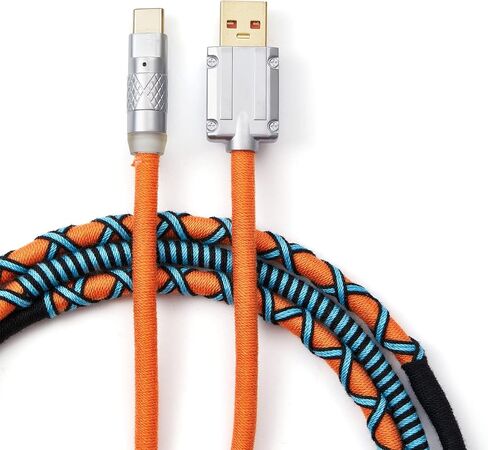 كابل لوحة مفاتيح USB C، كابل لوحة مفاتيح بنمط Boho بطول 4.92 قدم للوحة المفاتيح الميكانيكية (برتقالي) in Saudi Arabia