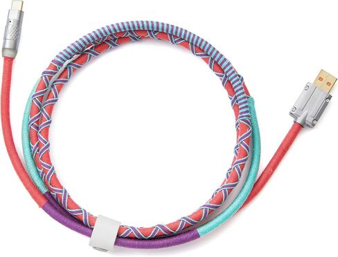كابل لوحة مفاتيح USB C، كابل لوحة مفاتيح بنمط Boho بطول 4.92 قدم للوحة المفاتيح الميكانيكية (برتقالي) in Saudi Arabia